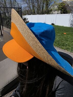 Lola Hats Wide Brim Sun Hat in Bright Blue And Orange